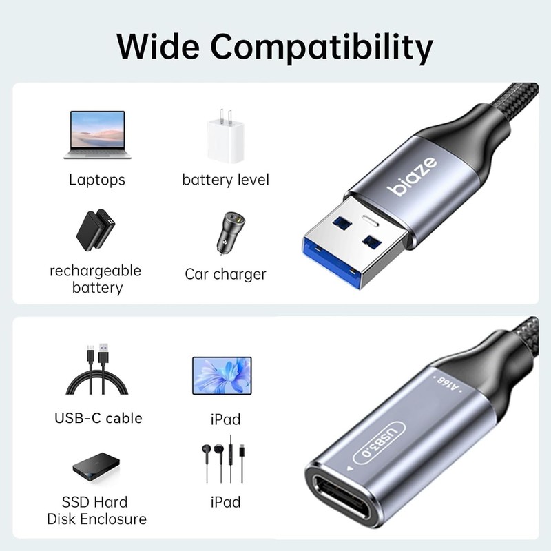 High-Speed USB A to C Adapter - 10Gbps Data Sync & Multi-Device Compatibility gallery