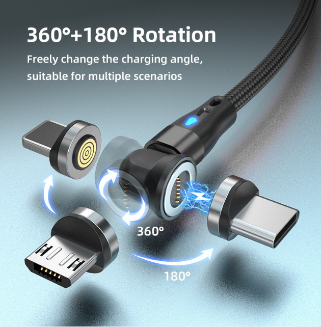 For iPhone 14 13 12 11 XR X 8 7 6 360° Magnetic USB Fast Charger Data Cable Cord gallery
