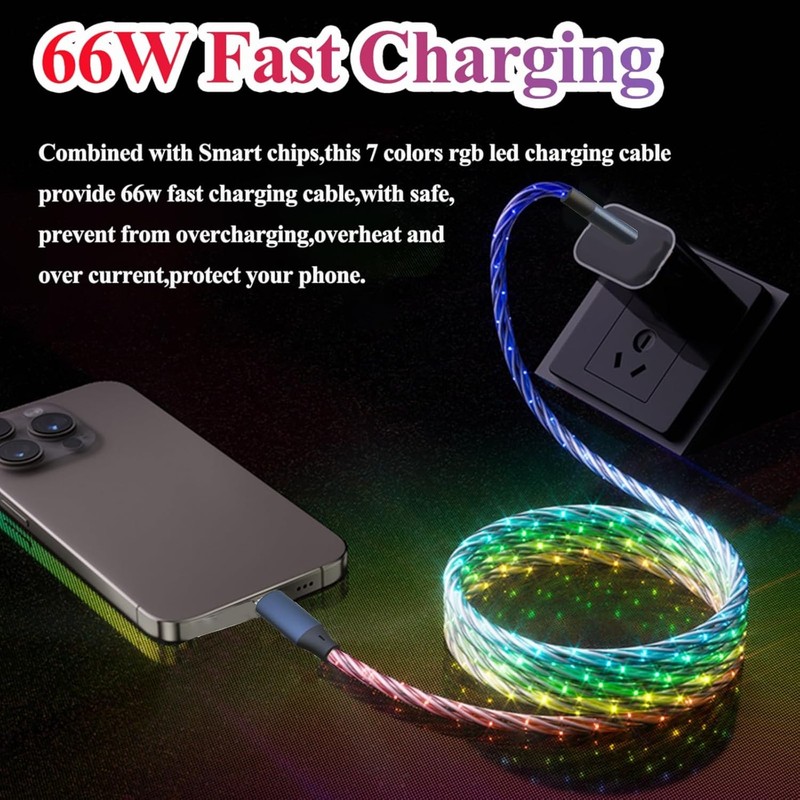 10FT Type C LED Light Up 66W Starry USB A to C RGB gallery