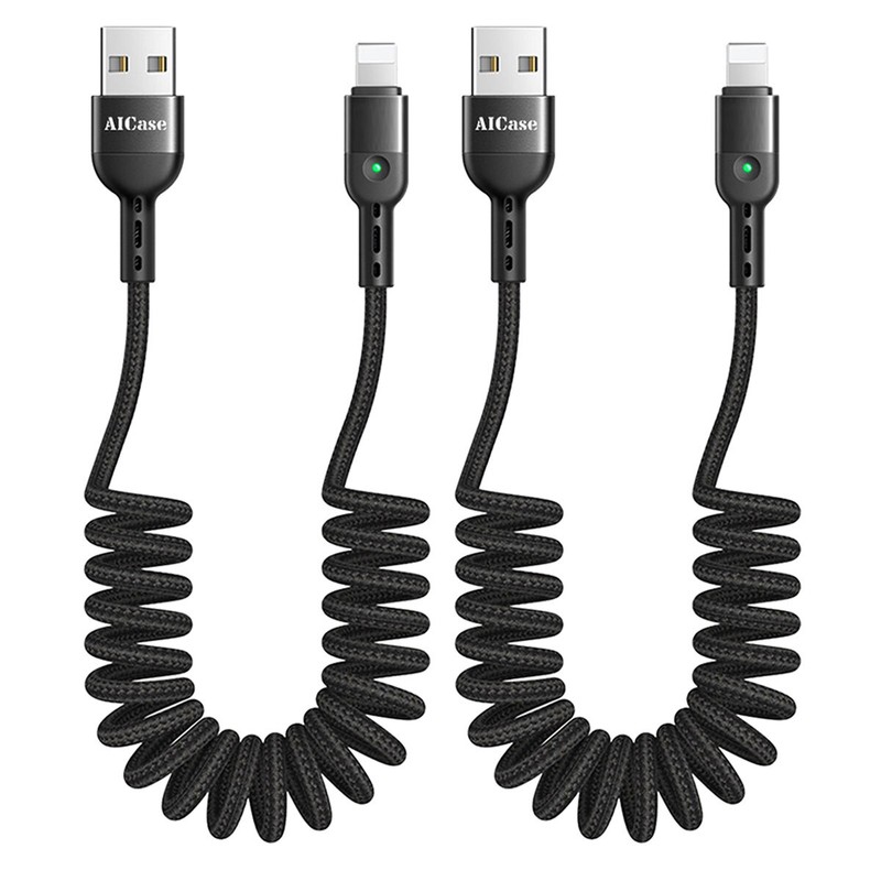 Retractable Coiled Charging Cable Fast Charger Cord for iPhone 14 13 12 11 XR 8