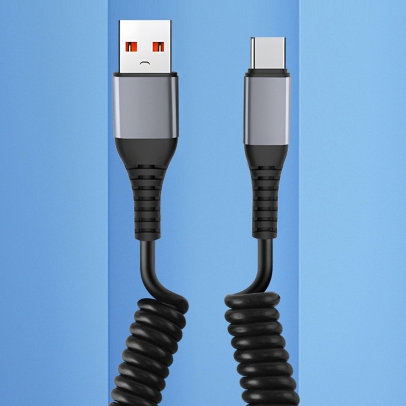 Coiled USB C Cable Fast Charging Cord Spring Designs Cable ABS for Smartphones gallery