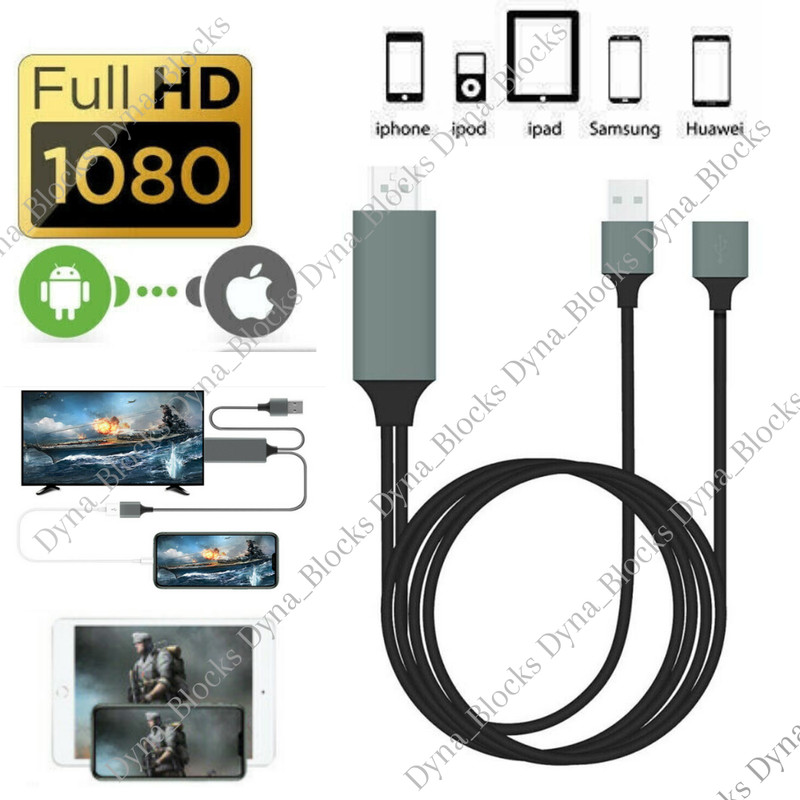 1080P HDMI Mirroring Cable Phone to TV HDTV Adapter Cord for iPhone iPad Android
