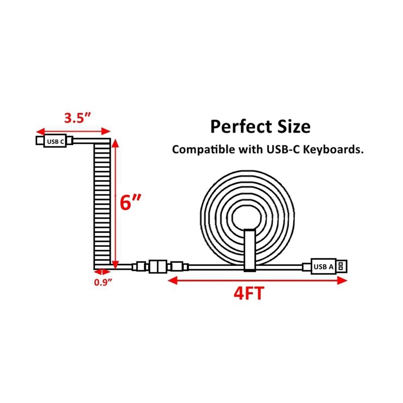Pro Coiled Keyboard Cable, Double-Sleeved Mechanical Keyboard Cable with 5Pin... gallery