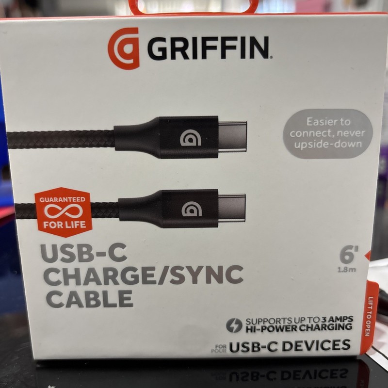 GRIFFIN Premium USB-C to USB-C Charge & Sync BRAIDED Cable 6-FT – Black
