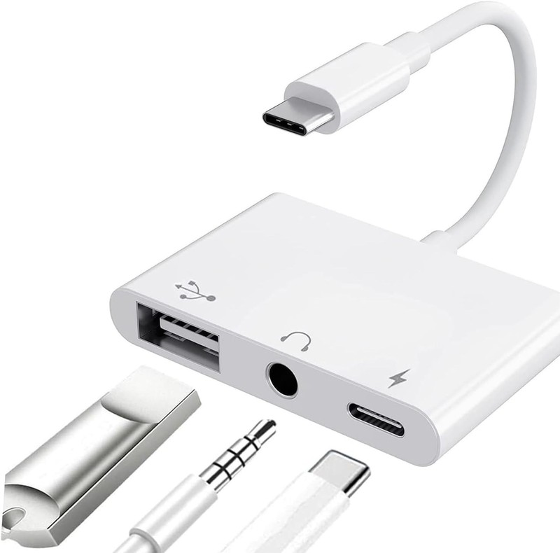 USB C to USB Adapter for Macbook, 3-In-1 USB C to USB-A OTG Splitter with 3.5Mm