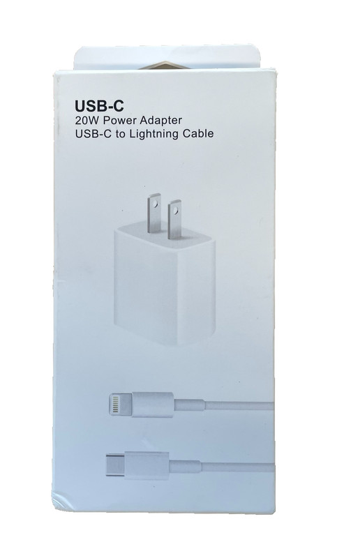 USB-C 20W Power Adapter, USB-C to Light-ning Cable, White (E878)