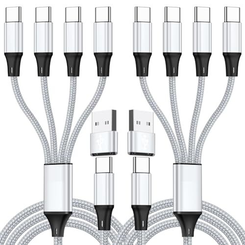 USB C Splitter Multi Charging Cable USB A C PD QC 3.1A Fast 2Pack 4Ft