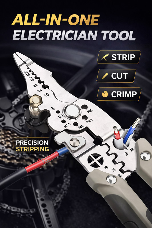 Multi Functional Electrician Pliers Wire Stripper Cutter Crimper Tool Heavy Duty