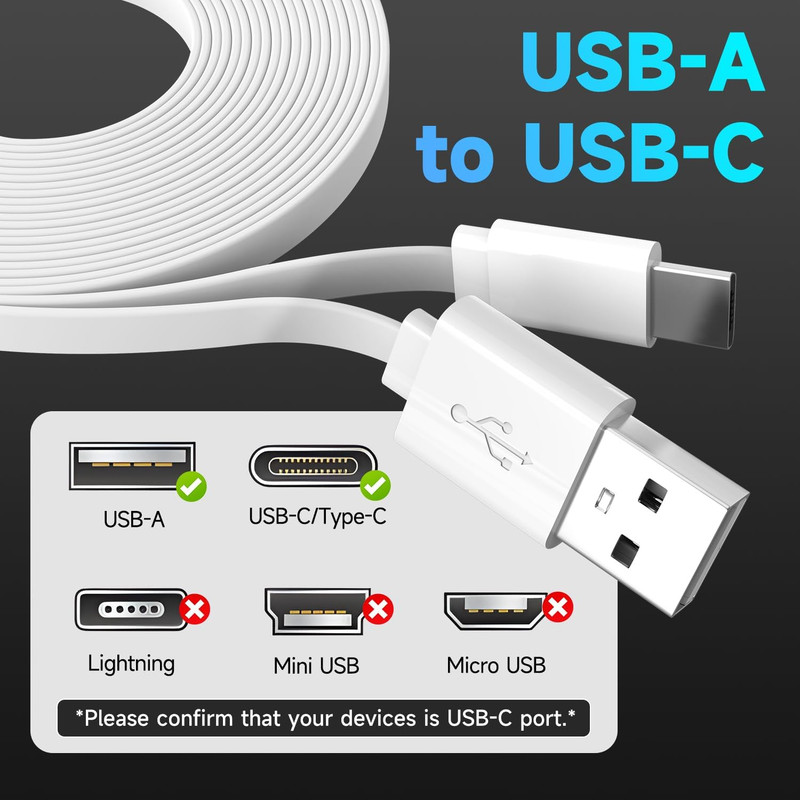 2 Pack 16.4Ft/5M Flat USB C Cable, USB a to USB C Charging Power Cord for Blink gallery