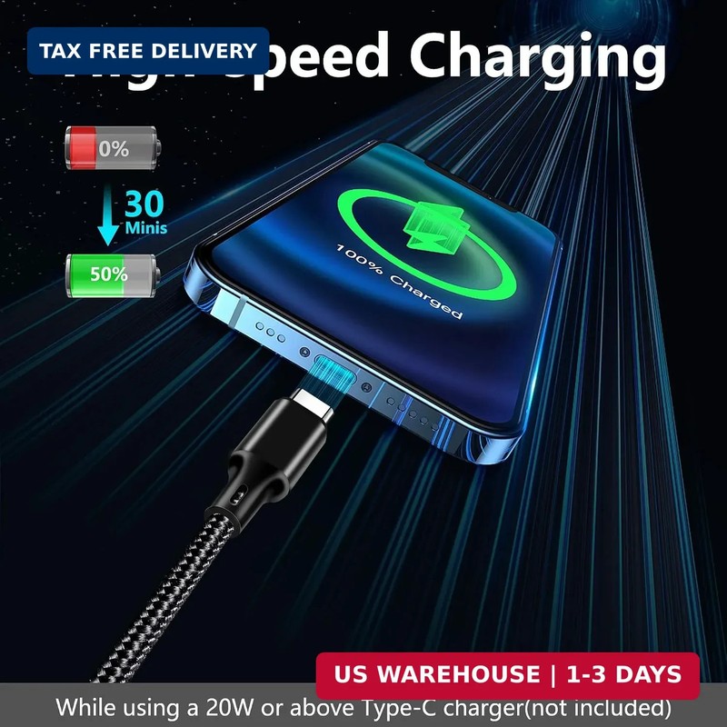 USB C to USB C Charger Cable, 3Pack 6FT Type C Fast Charging Cord Compatible for gallery