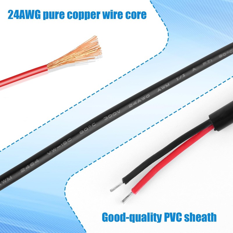 5pcs USB to 2 Pin Bare Wire Open End Power Cables, 30cm/11.81in USB Plug 2 Pi... gallery