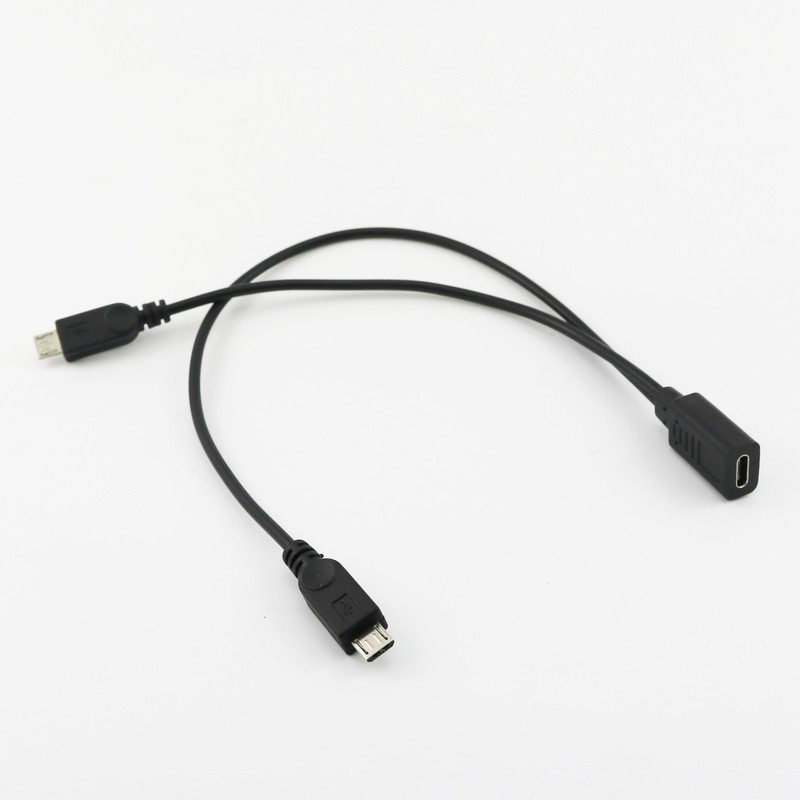 USB 3.1 Type C Female to Dual Micro USB Male Y Splitter Connector Cable 20+30cm gallery