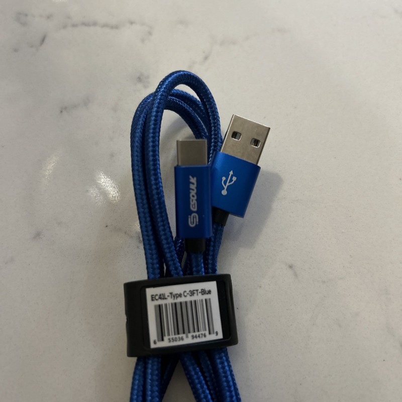 3ft Type-C to USB-A Cable Nylon fabric Blue gallery