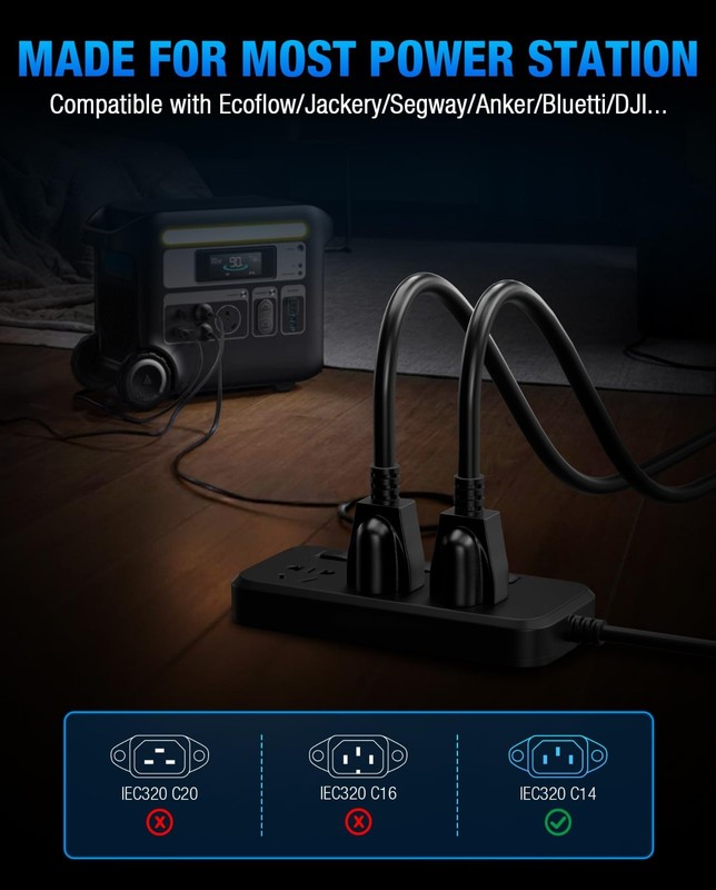 Heavy-Duty 14AWG Fast Charger Cable for Power Stations, 6FT Universal AC Cord gallery