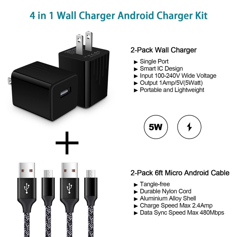 Micro Charger Phone Android Cables for Motorola Moto E 2020 E7 E6 E5 G6 Play,... gallery