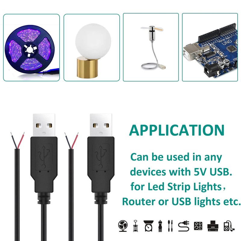 Usb 2.0 Male Bare Cable Pigtail Open End Extension Cables 5v 3a Power Charge Wir gallery