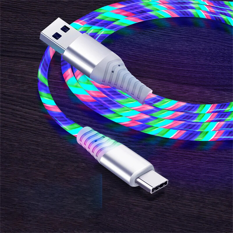 Flow Luminous USB Type C Cable 3A Fast Charging Data Cord for Samsung Xiaomi OPP