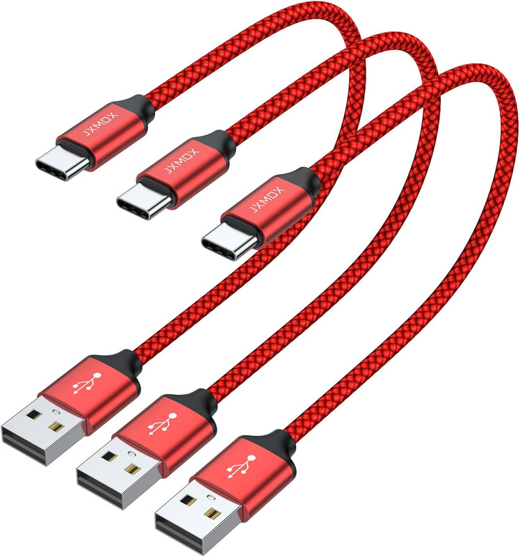 Short USB C Cable 1ft 3Pcs USB A to Type C Fast Charger Cord iPhone 15 16 ProMax