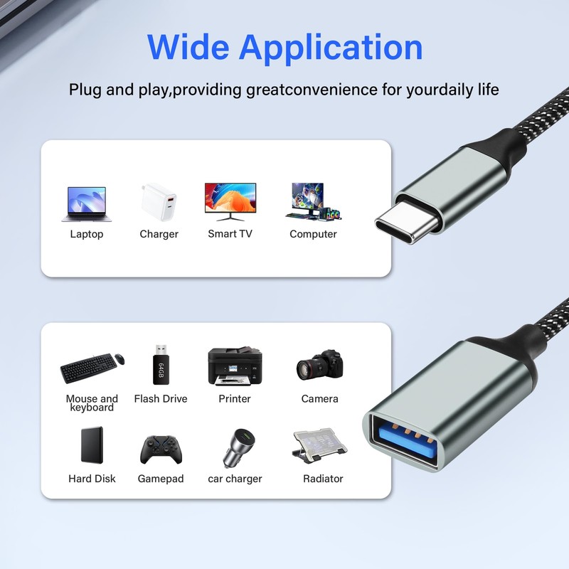 USB Splitter Cable USB 2.0 Male to Female Power Cord Multi USB Port Extender ... gallery