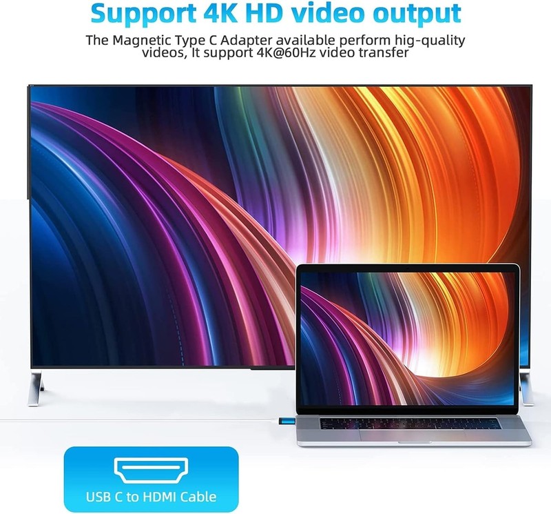 USB C Magnetic Adapter 2 Pack 24Pins Fast Charge 100W 4K Video Output gallery