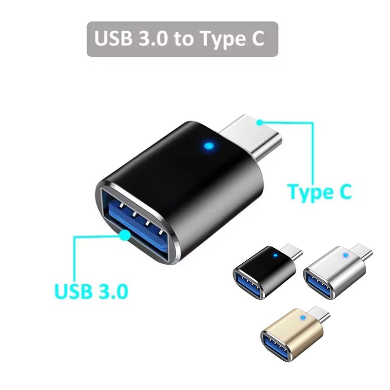 LED USB-C 3.1 Male to USBA Female Adapter Converter OTG Type C Android Phone LOT gallery