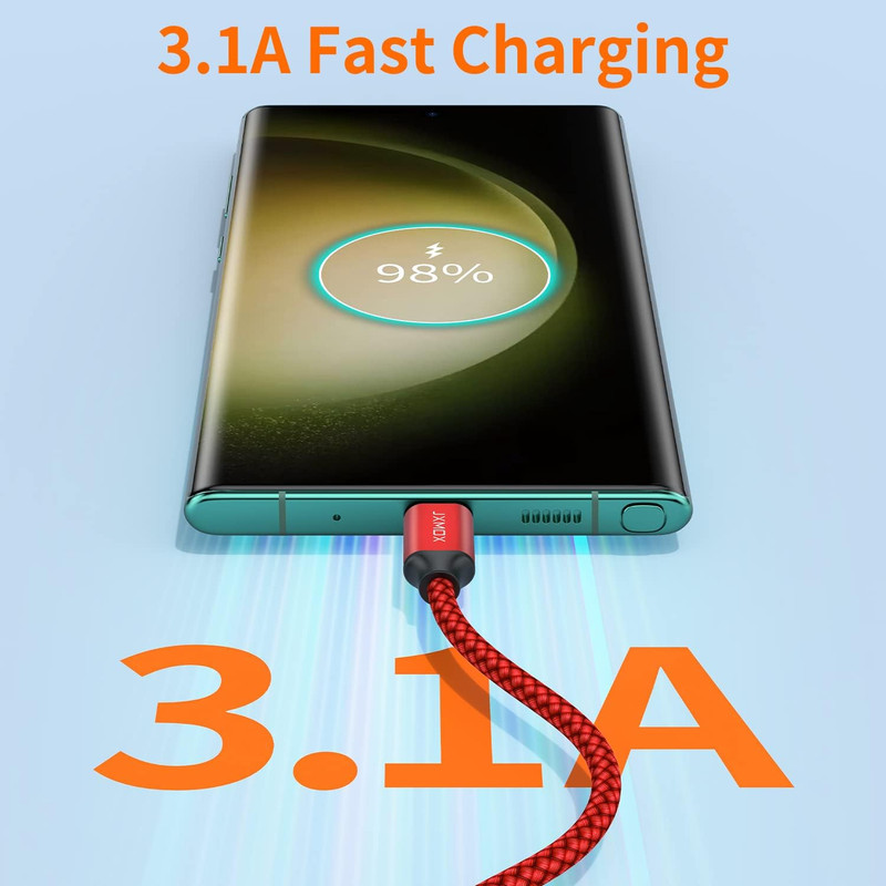 Short USB C Cable 1ft 3Pcs USB A to Type C Fast Charger Cord iPhone 15 16 ProMax gallery