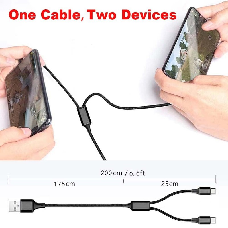 Dual USB-C Splitter Charge Cable, 6.6ft 2Pack,Power up to 2 USB C Devices at ... gallery