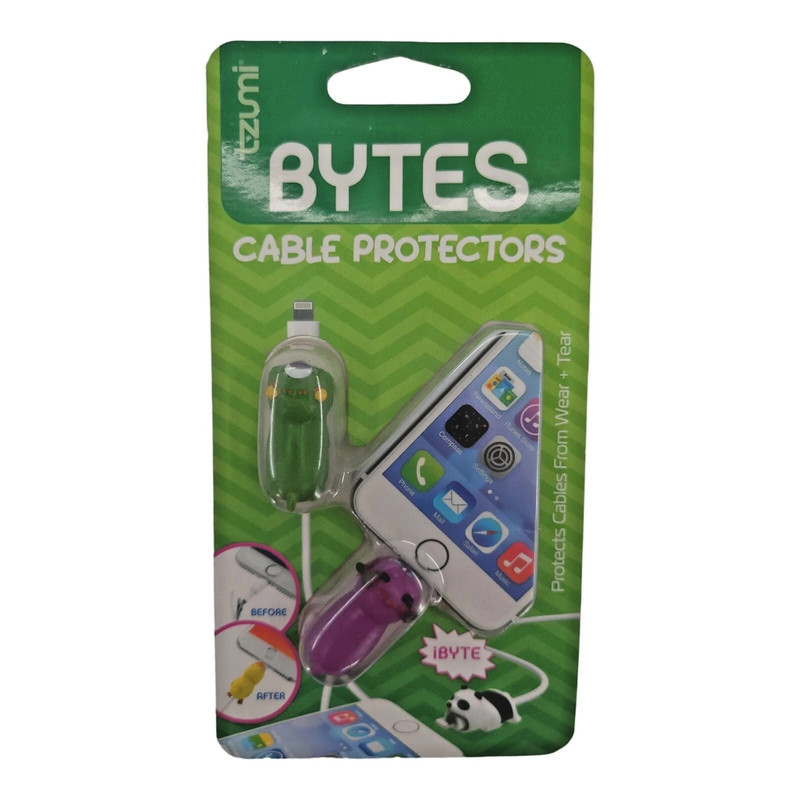 Tzumi Bytes 6302 Purple and Green Creatures Universal Cable Protector