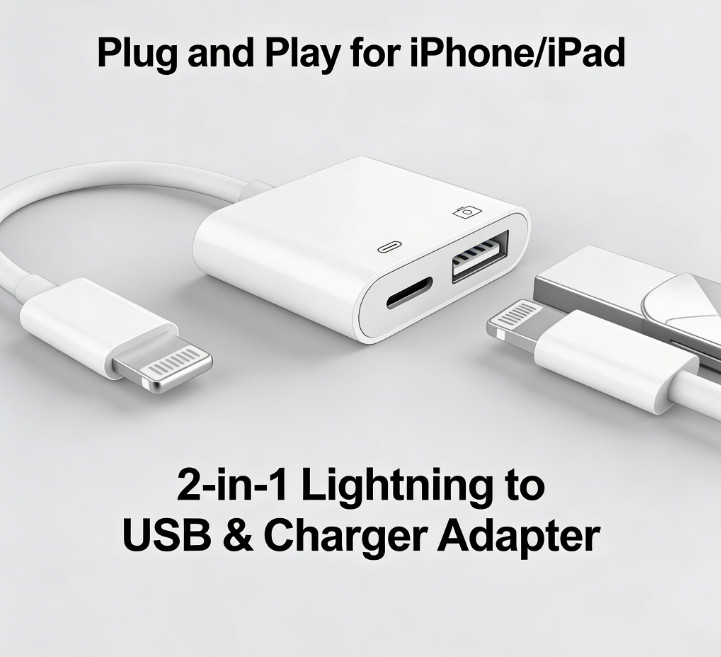 Transfer Pics,Video,Files,ect-Fits iPhone/iPad USB Camera Adapter