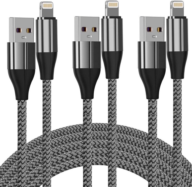 3 Pack 10 Ft iPhone Charger Cable, Nylon Braided Fast Charging Cable