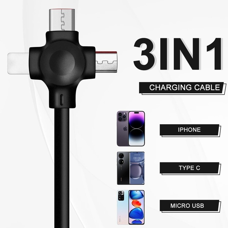 USB 2 Pack 3 In 1 Multi Retractable Charging Cable Multiple Retractable Cable Fa gallery