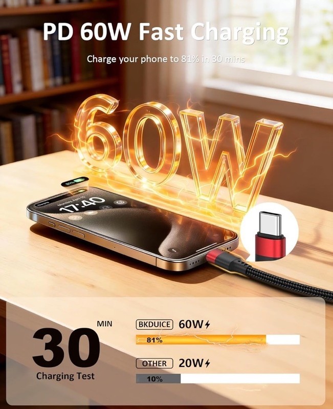 USB C to USB C Cable 3ft, 2 Pack 60W USBC to USBC Cord Fast Charging for iPhone gallery