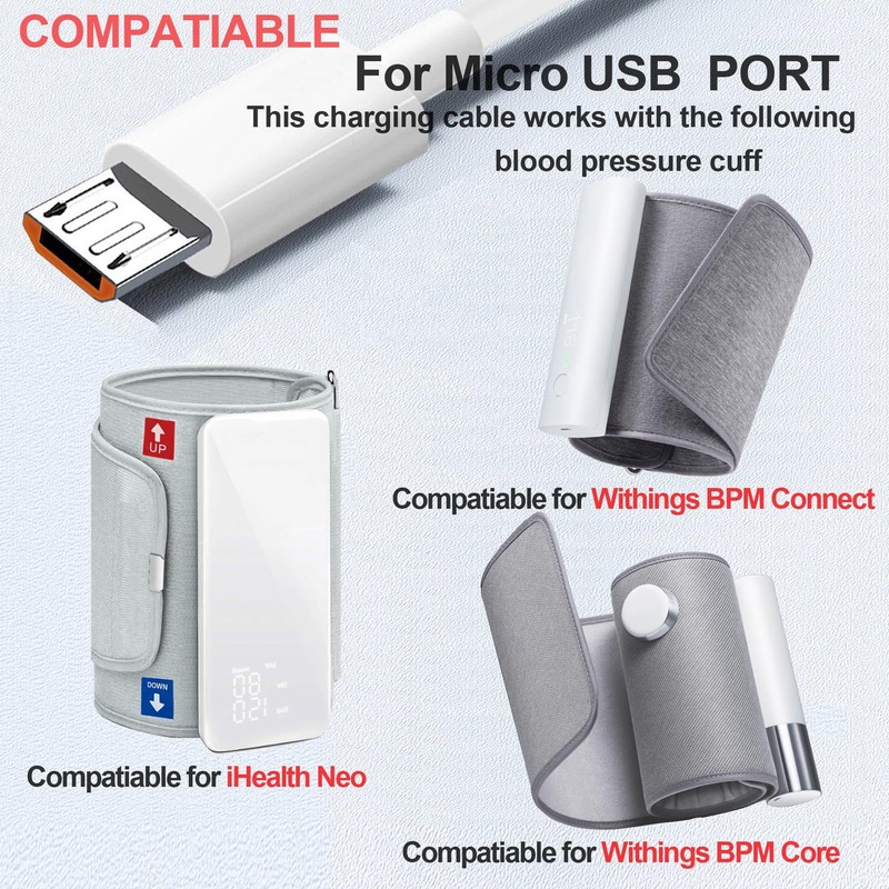 3.3ft Micro USB Charger Cord for Withings BPM Connect/Core，iHealth Neo Digit... gallery
