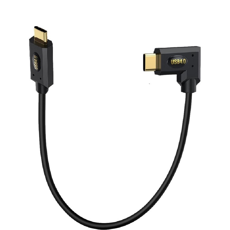 1ft 40Gbps USB 4.0 Type C Cable 240W PD Straight to 90 Degree Angle Cord