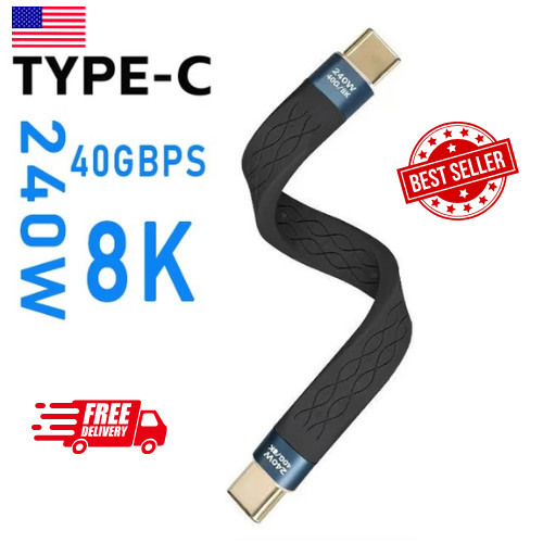 Type-C to Type-C 240W Short Cable Fast Charging USB-C Cord 40Gbps Data Transfer