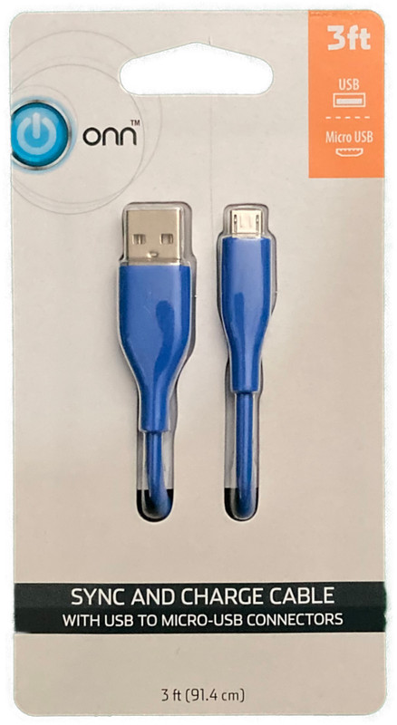 Sync and Charge Cable with USB to Micro-USB Connectors - Blue Color