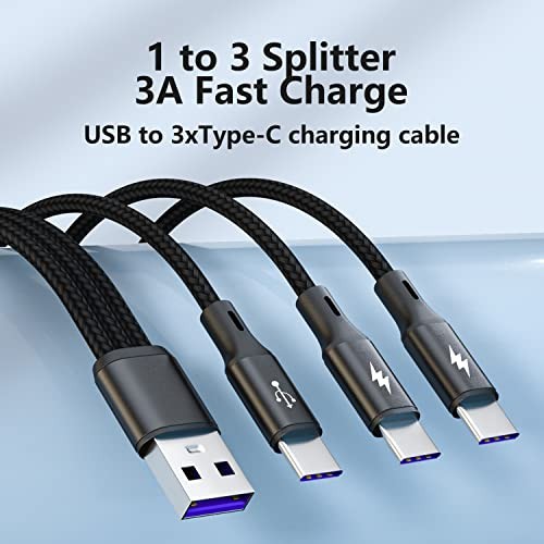 USB C Splitter Cable,USB A Male to 3 Type-C Male Charge Cable,3 in 1 Nylon gallery