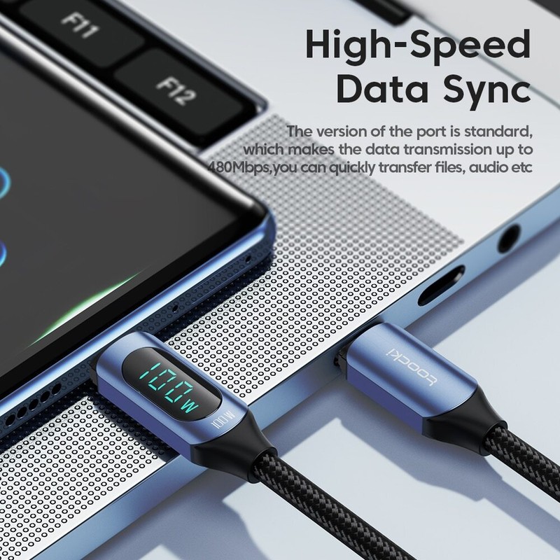 USB Type C to Type C Charging Cable PD 100W Fast Charger Data Cord LED Display gallery
