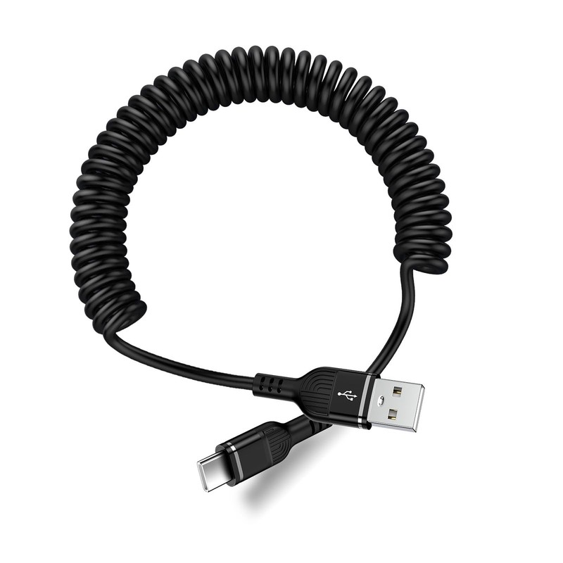 Uenlio 3FT USB C Coiled Cable for iPhone 17 Pro Max/17/16, Car 3 ft, Black