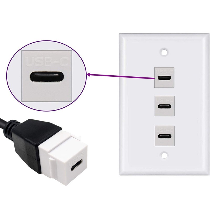 USB C Keystone Jack Cable, USB 3.1 Type C Male to USB C Keystone Insert Femal... gallery