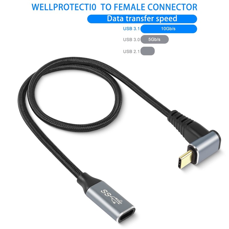 2M Right Angle USB C Extension Cable,90 Degree 10Gbps PD 100W USB3.1 Gen2 Mal... gallery