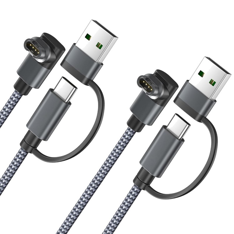 2-in-1 Type-C Charging Cable for Garmin Watch 4FT 2-Pack,Charger Cord for Fen…