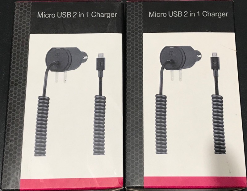 T-MOBILE Micro USB 2 in 1 Charger- New(2-Pack)