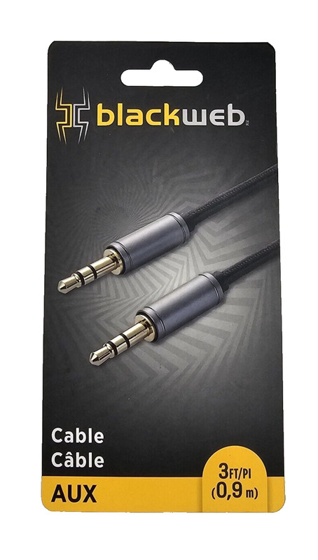 Aux Cable Blackweb 3Ft Connects Smartphones Tablets Audio Players Computers NIB