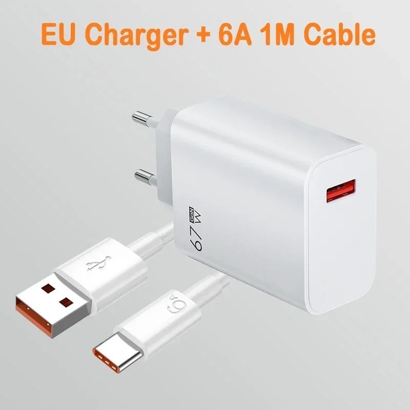 67W Fast Charger 6A USB-C Cable Quick Charge for Xiaomi Redmi POCO