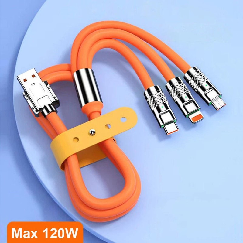 3 in 1 Fast Charging Cable USB Charger Cord Compatible with Type C USB & iOS gallery