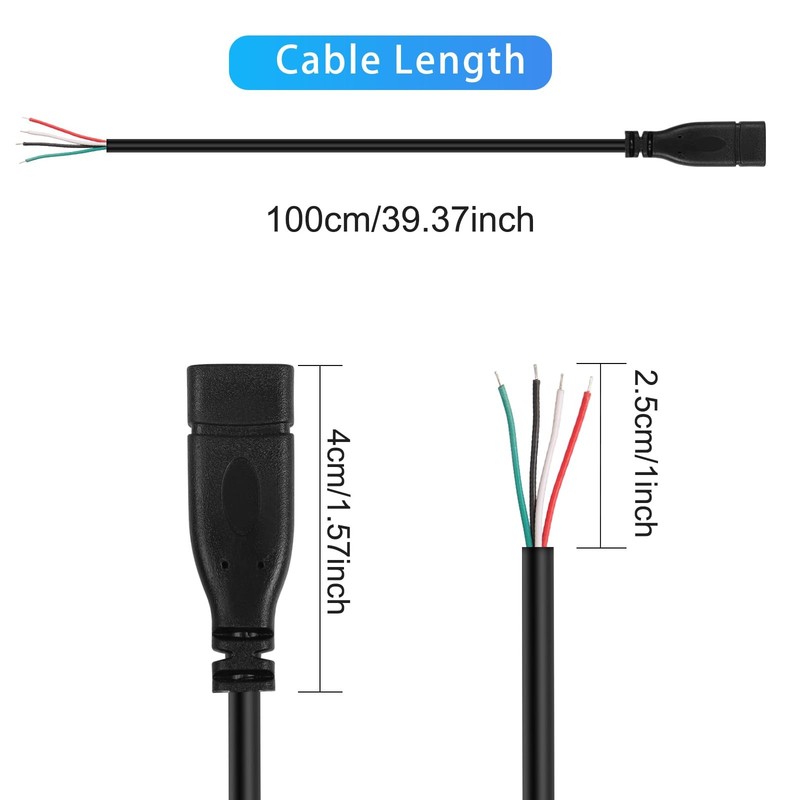 4 PCS USB -PD Pigtail Power Cable Fast Charging Bare Wire USB Power Data Cabl... gallery