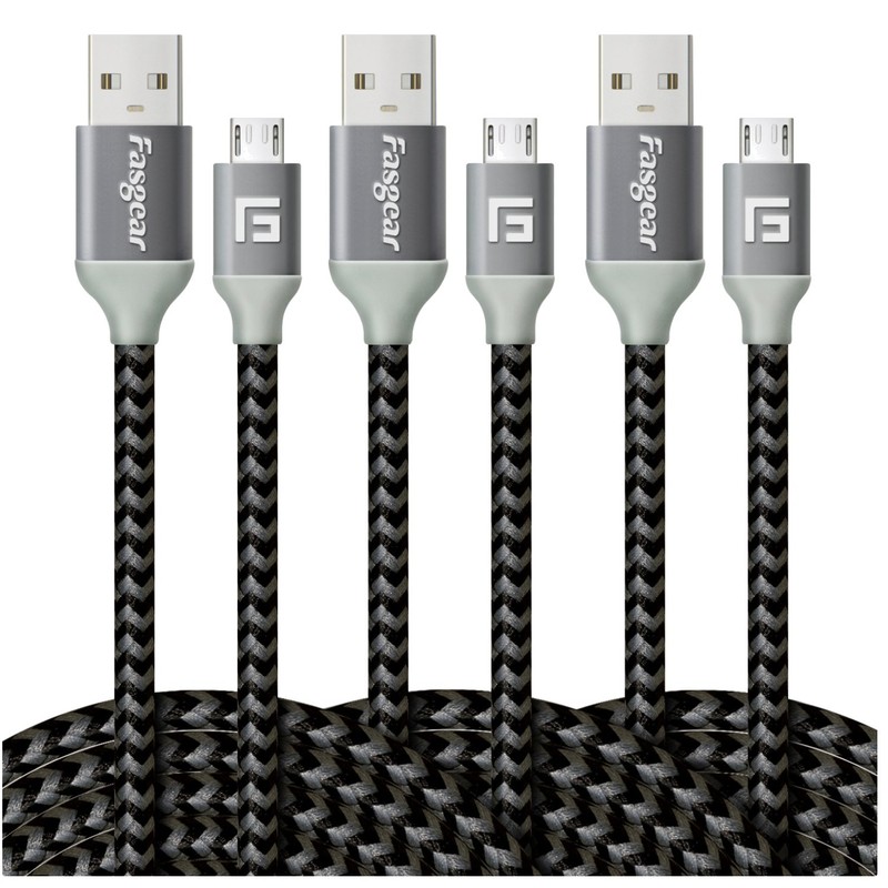 3-Pack 10ft Micro USB Cables, Fast Charging Nylon Braided