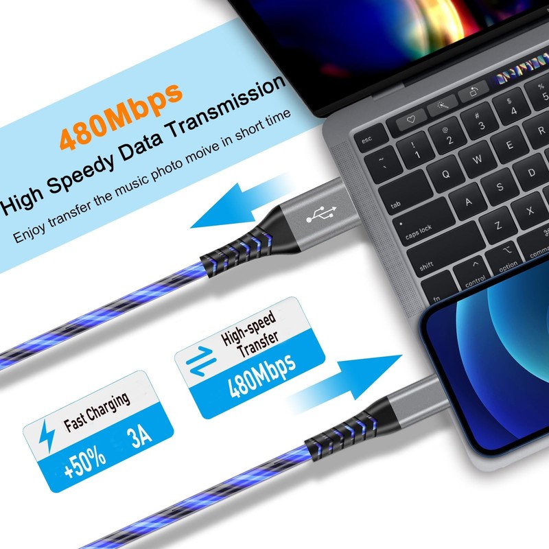 USB Type C Cable, LED Light up USB A to Type C Charger Cord Compatible with S... gallery