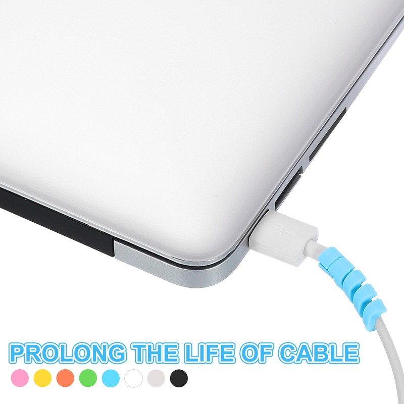 24Pcs Charger Cable Protector Flexible Spiral Wire Cord Saver Organizer White gallery